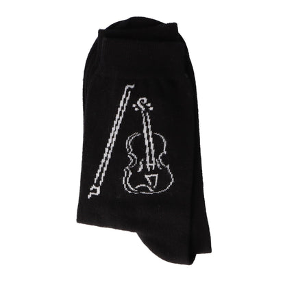 Socken mit eingewebter weißer Violine, Musik-Socken