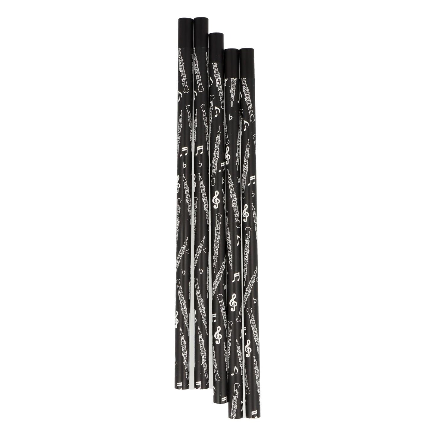 Pencils in black with musical motifs and magnetic head