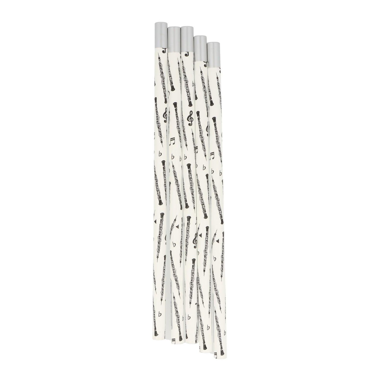 Pencils in white with musical motifs and magnetic head