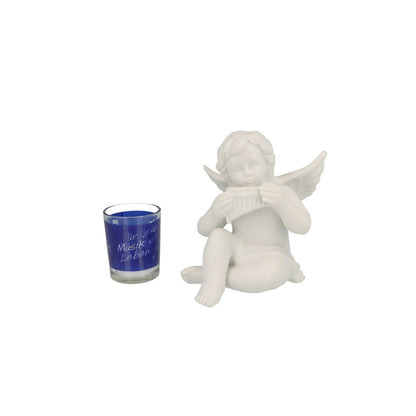 Angel with pan flute and lantern "for the music in life"