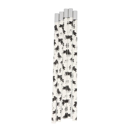 Pencils in white with musical motifs and magnetic head