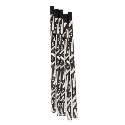 Pencils in black with musical motifs and magnetic head