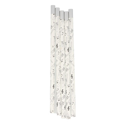 Pencils in white with musical motifs and magnetic head