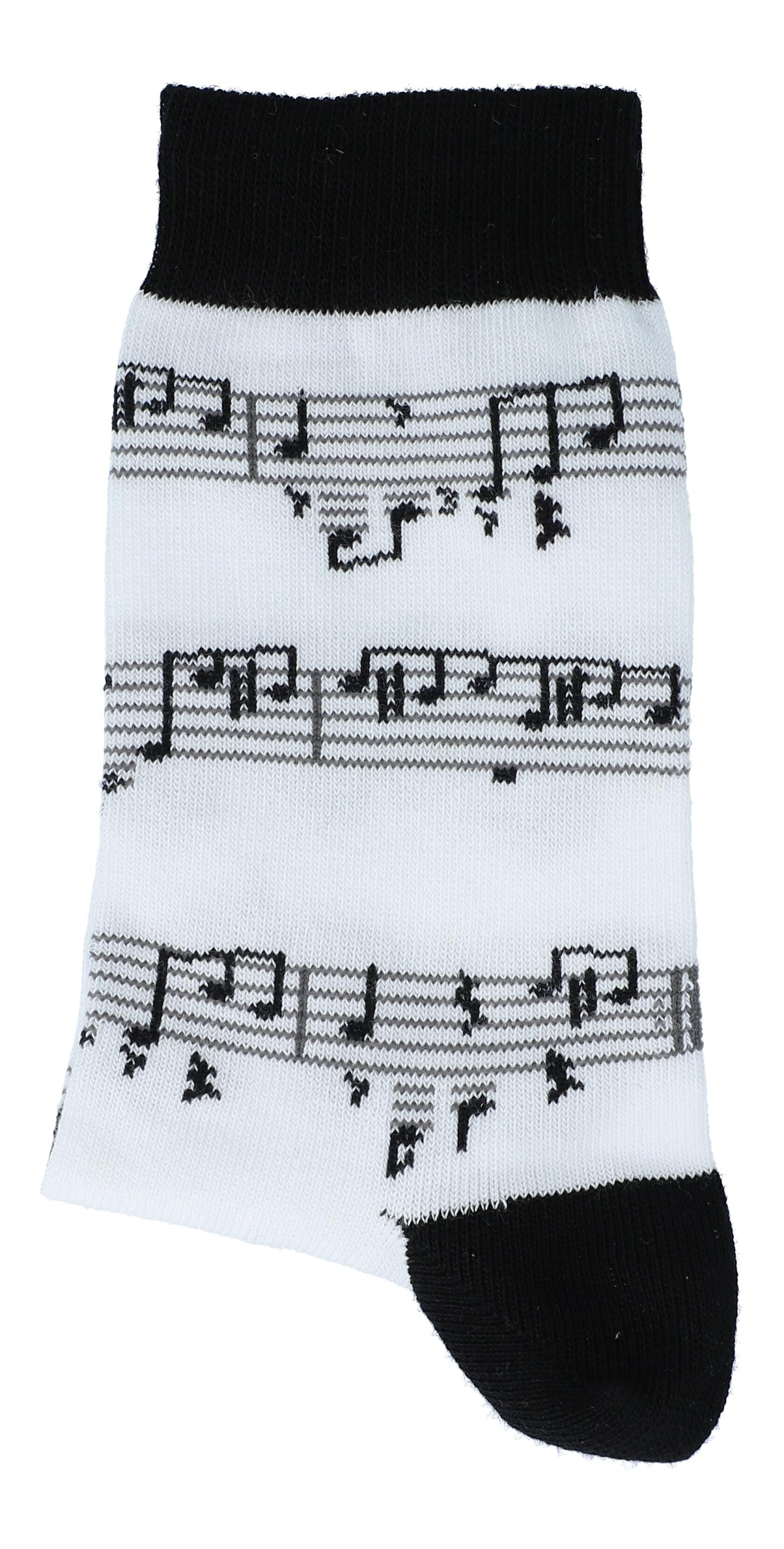 Socks with black musical note, basic color white, notes, music socks