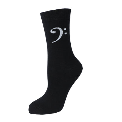 Bass Clef Socks, Black with Woven Bass Clef, Music Socks