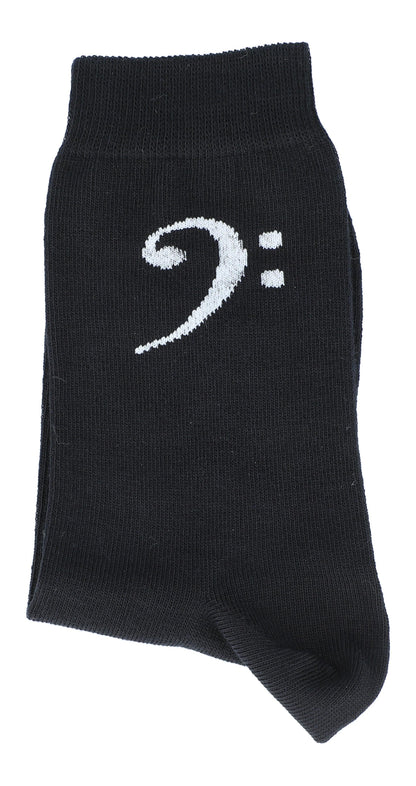 Bass Clef Socks, Black with Woven Bass Clef, Music Socks