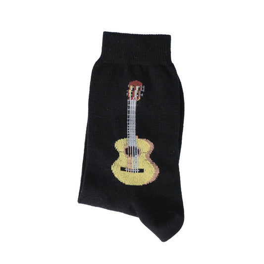 Socks with woven concert guitar, guitar in beige-brown, music socks