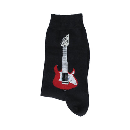 Electric guitar socks, guitar in red and white design, music socks