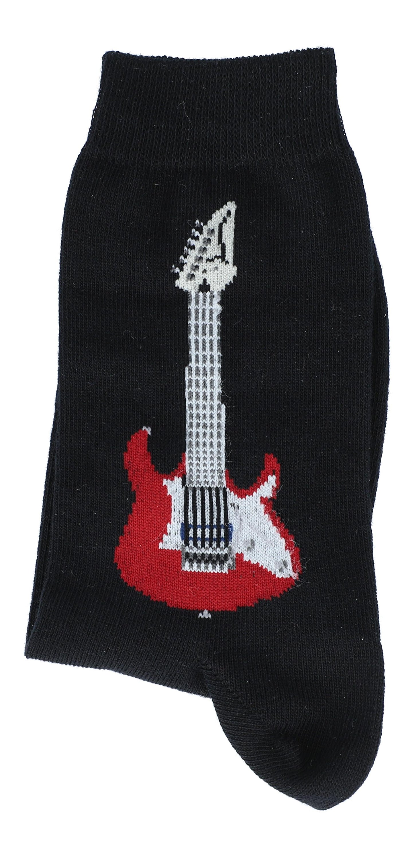 Electric guitar socks, guitar in red and white design, music socks