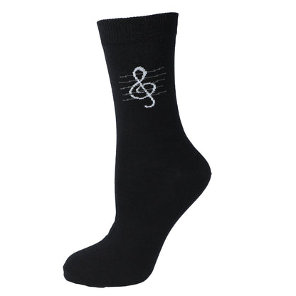 schwarze Socken mit eingewebtem Violinschlüssel, Musik-Socken