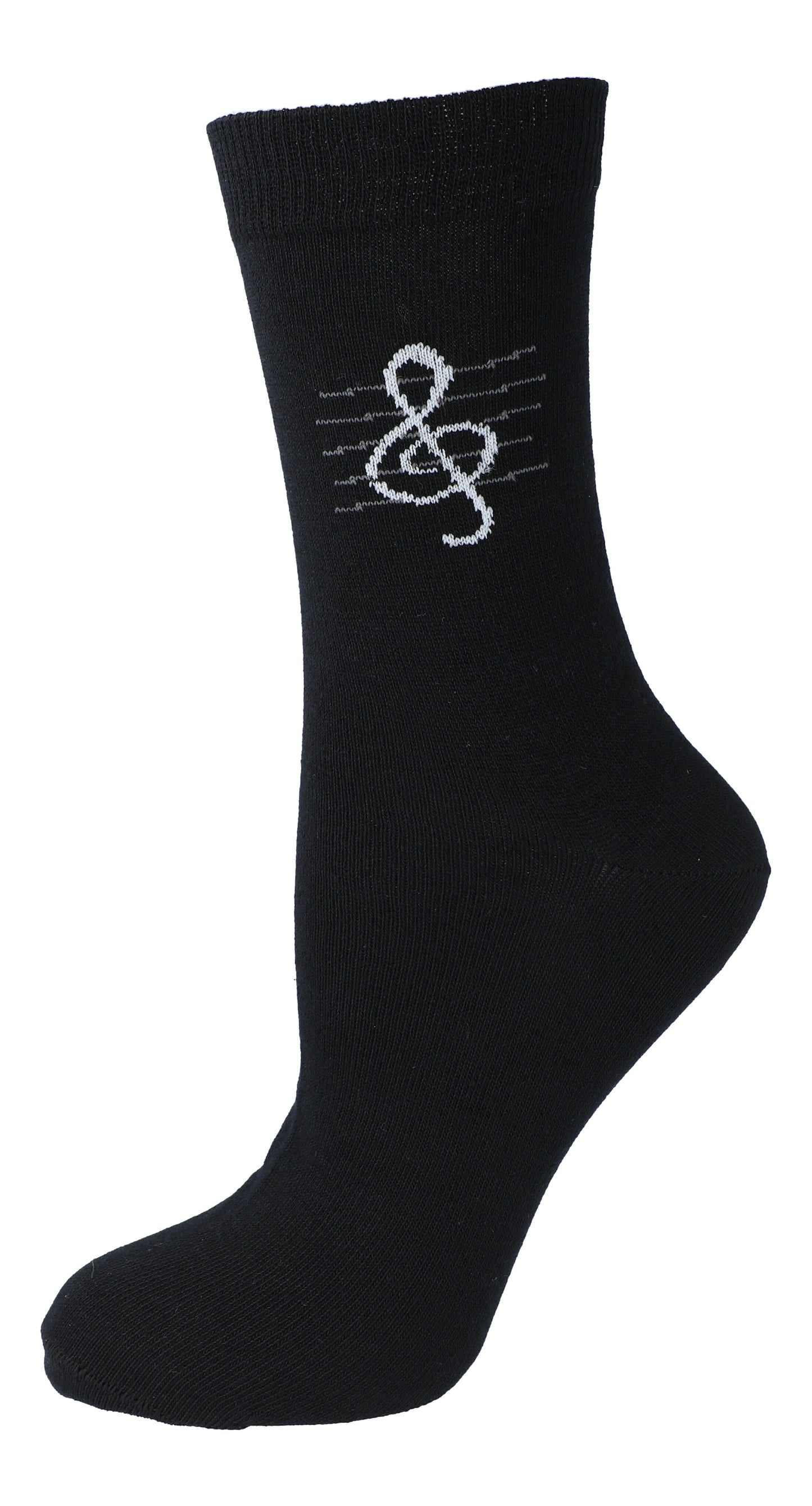 schwarze Socken mit eingewebtem Violinschlüssel, Musik-Socken