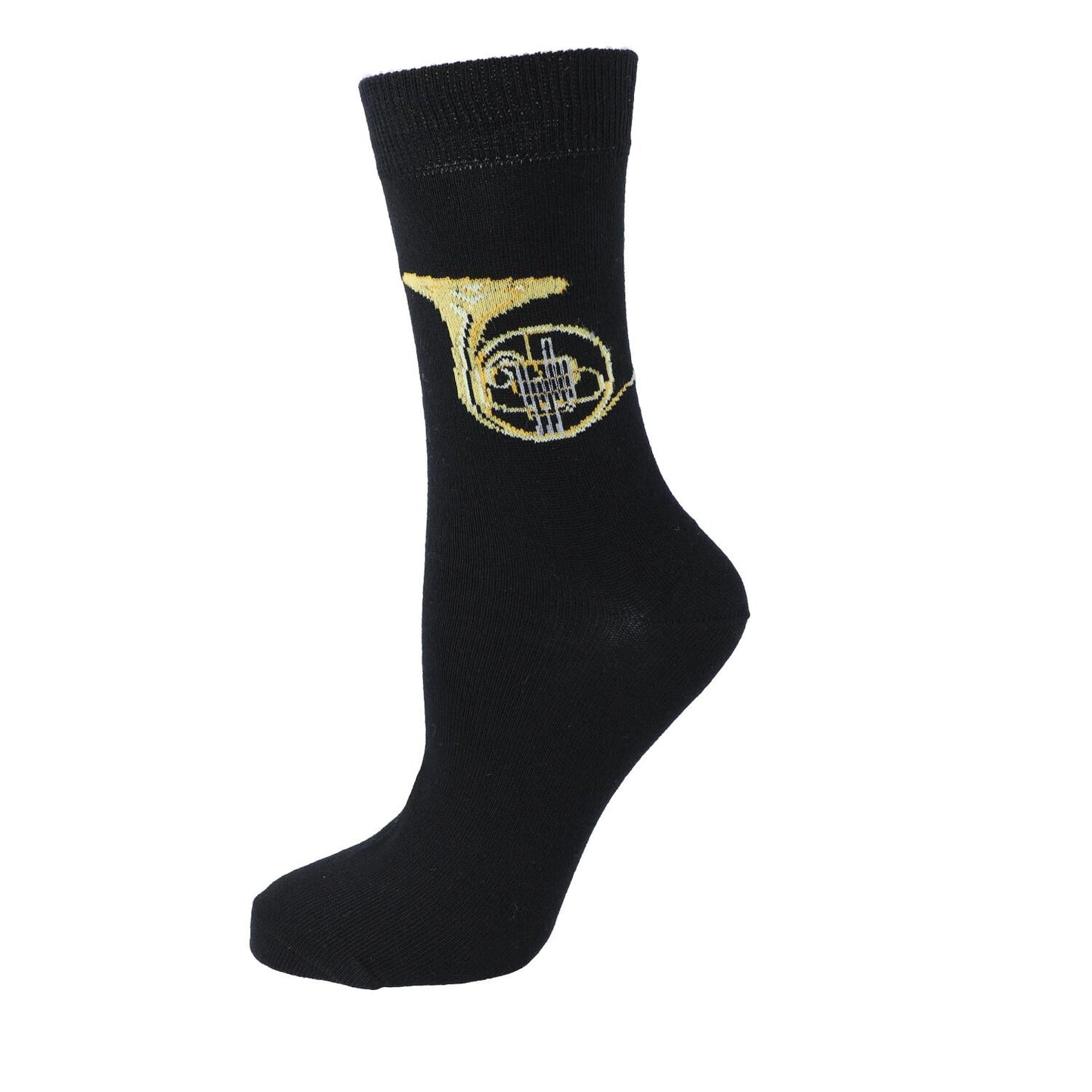 Socks with woven horn, music socks, brass music