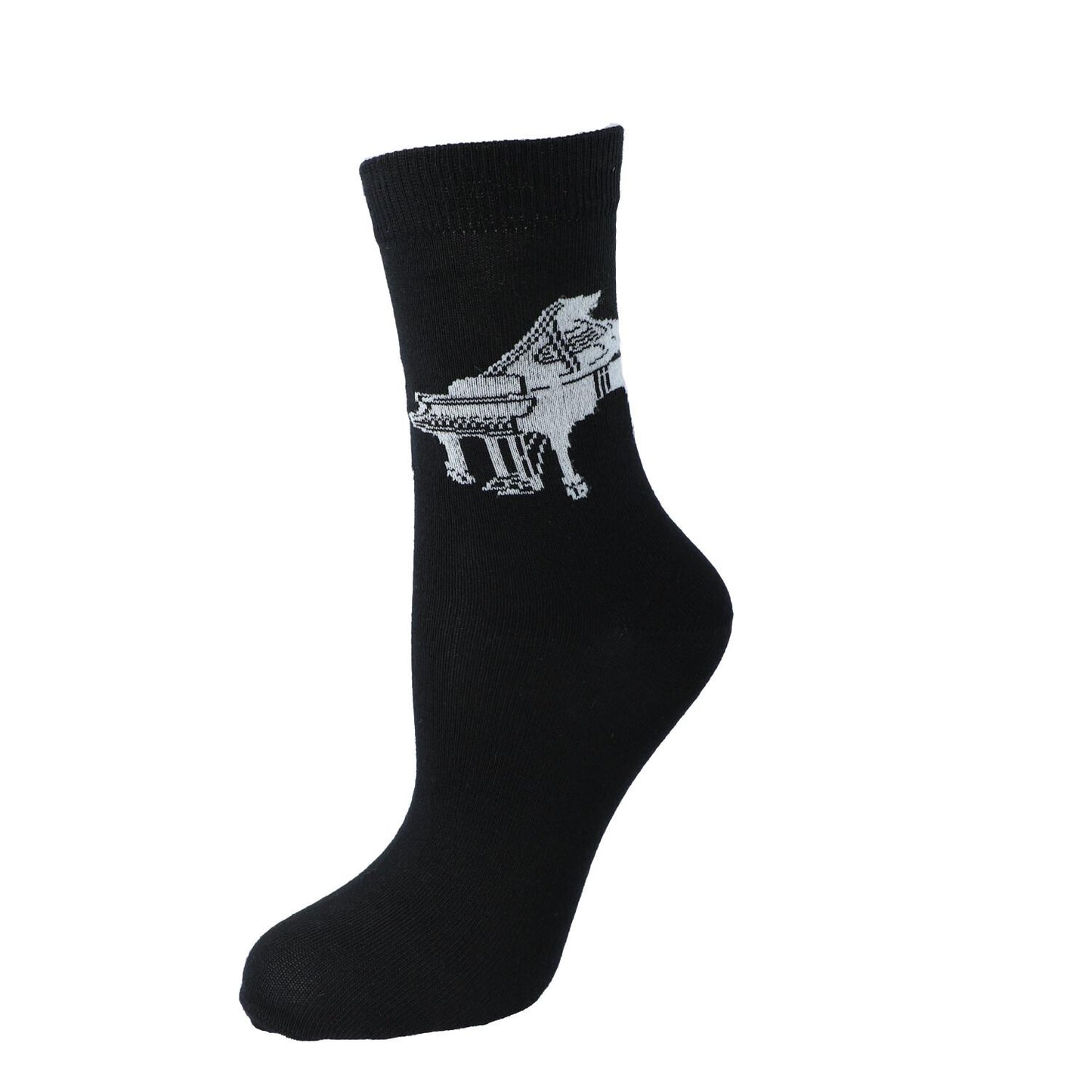 Socks with woven wings, concert grand piano, music socks