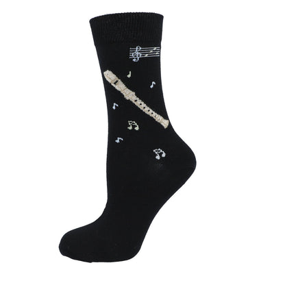 Socks with woven recorder and notes, music socks