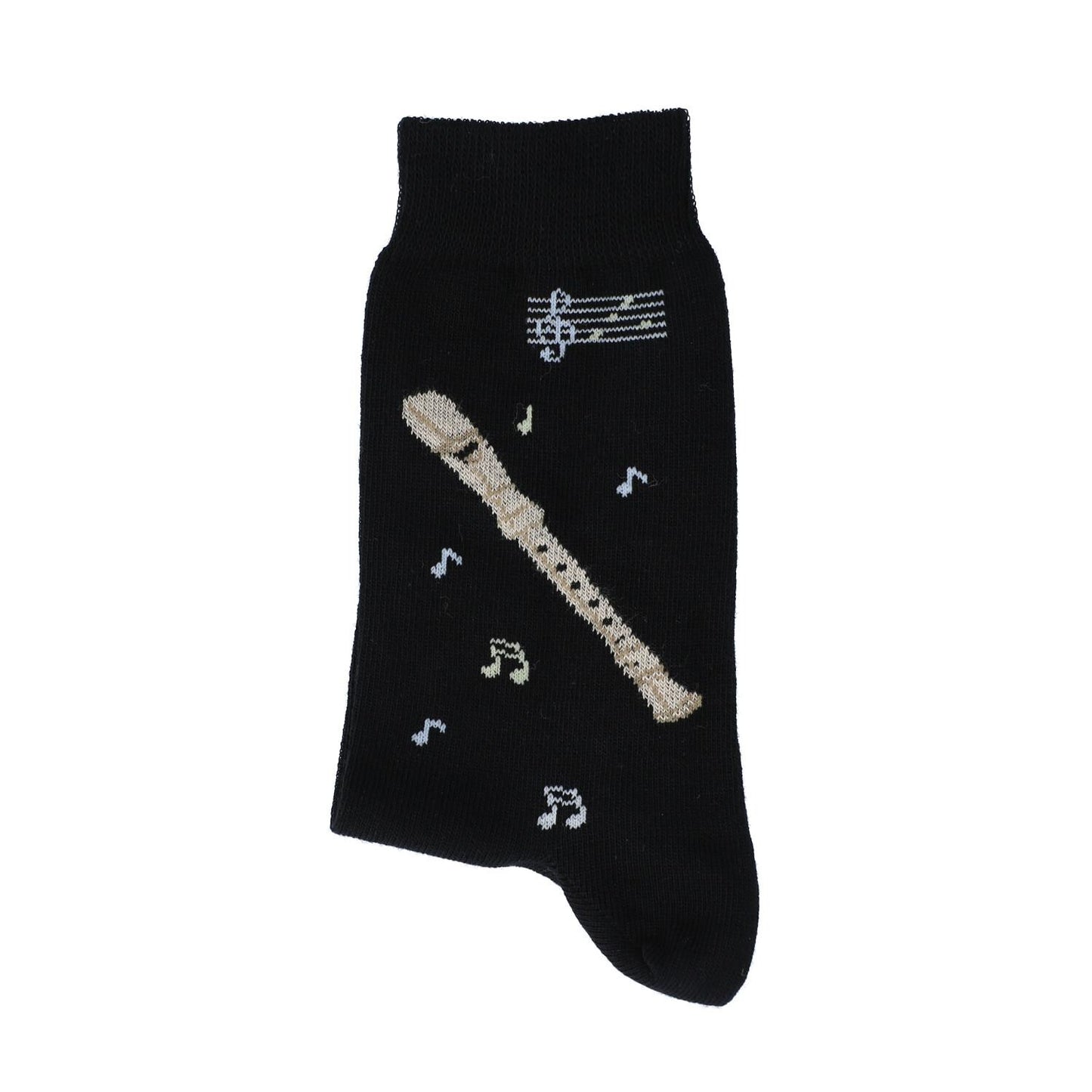 Socks with woven recorder and notes, music socks