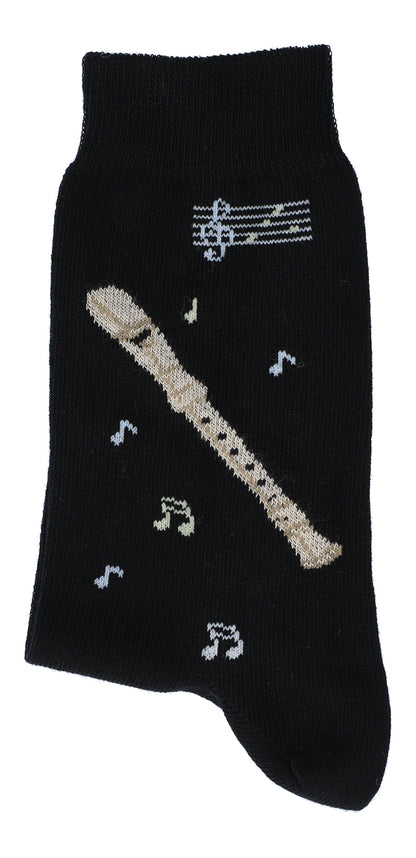 Socks with woven recorder and notes, music socks