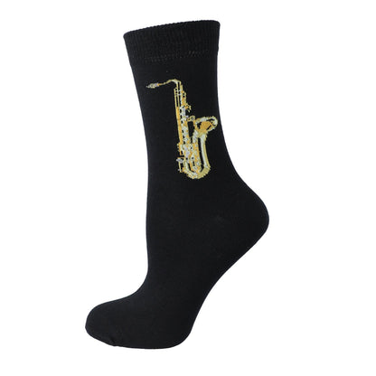 Saxophone socks, music socks with colored saxophone