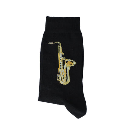 Saxophone socks, music socks with colored saxophone