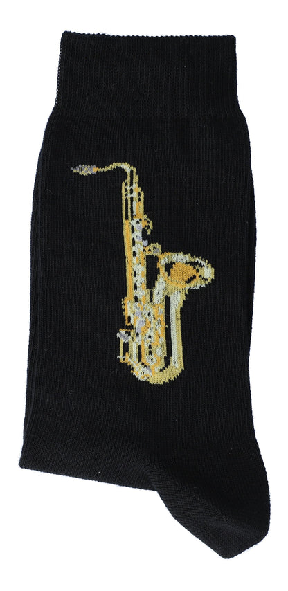 Saxophone socks, music socks with colored saxophone