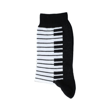 Keyboard socks, black with woven keyboard, music socks