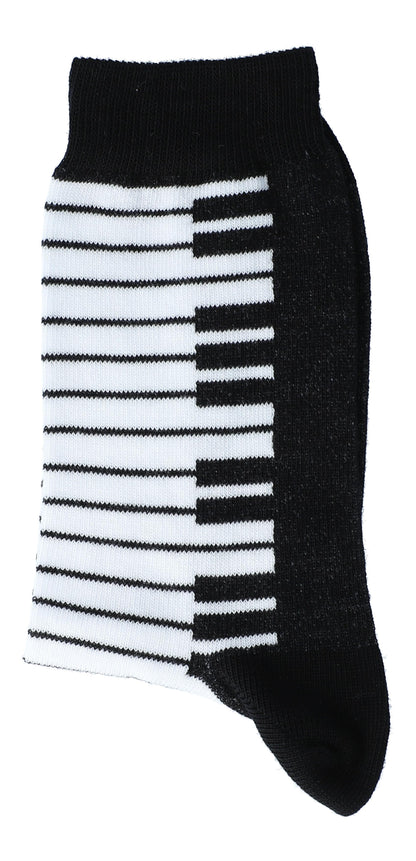 Keyboard socks, black with woven keyboard, music socks