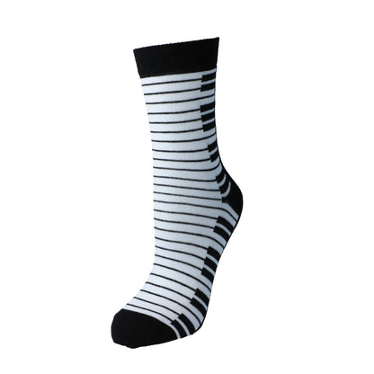 Keyboard socks, black with woven keyboard, music socks