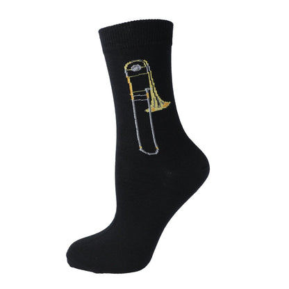 Socks with woven trombone, music socks, brass music