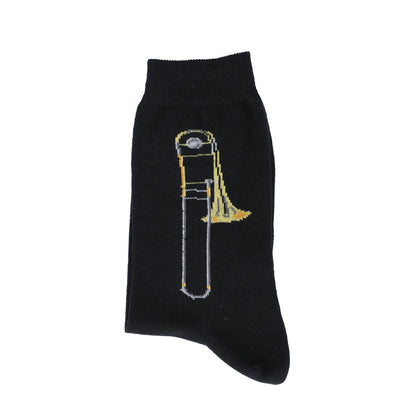 Socks with woven trombone, music socks, brass music