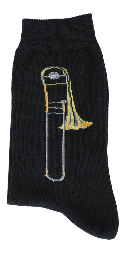 Socks with woven trombone, music socks, brass music