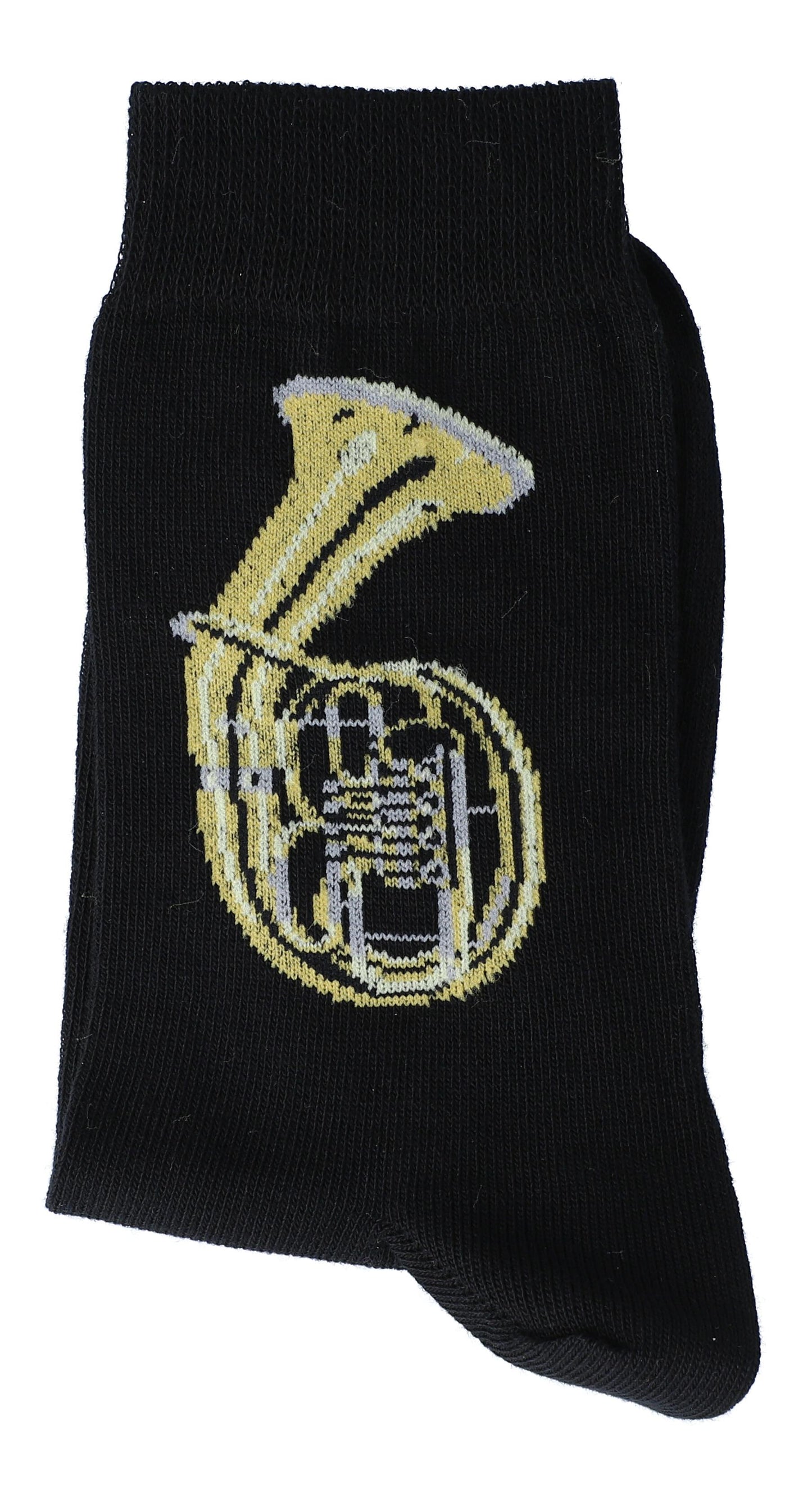 Socks with woven tenor horn, music socks, brass music