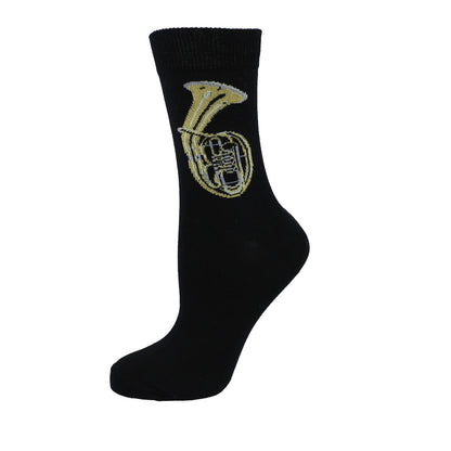 Socks with woven tenor horn, music socks, brass music