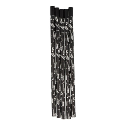 Pencils in black with musical motifs and magnetic head