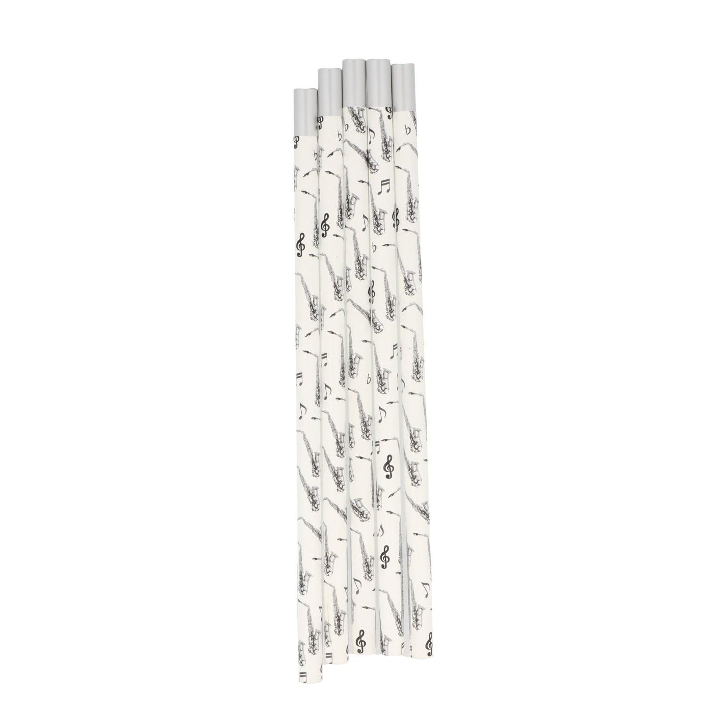 Pencils in white with musical motifs and magnetic head