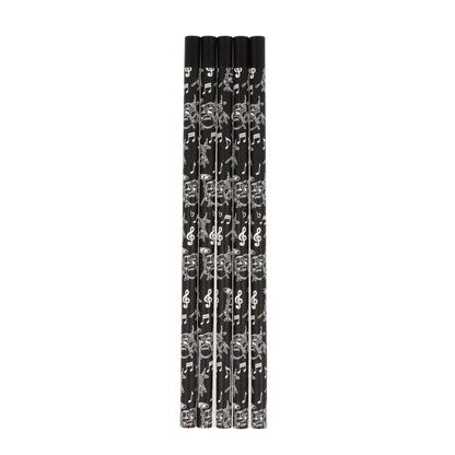 Pencils in black with musical motifs and magnetic head