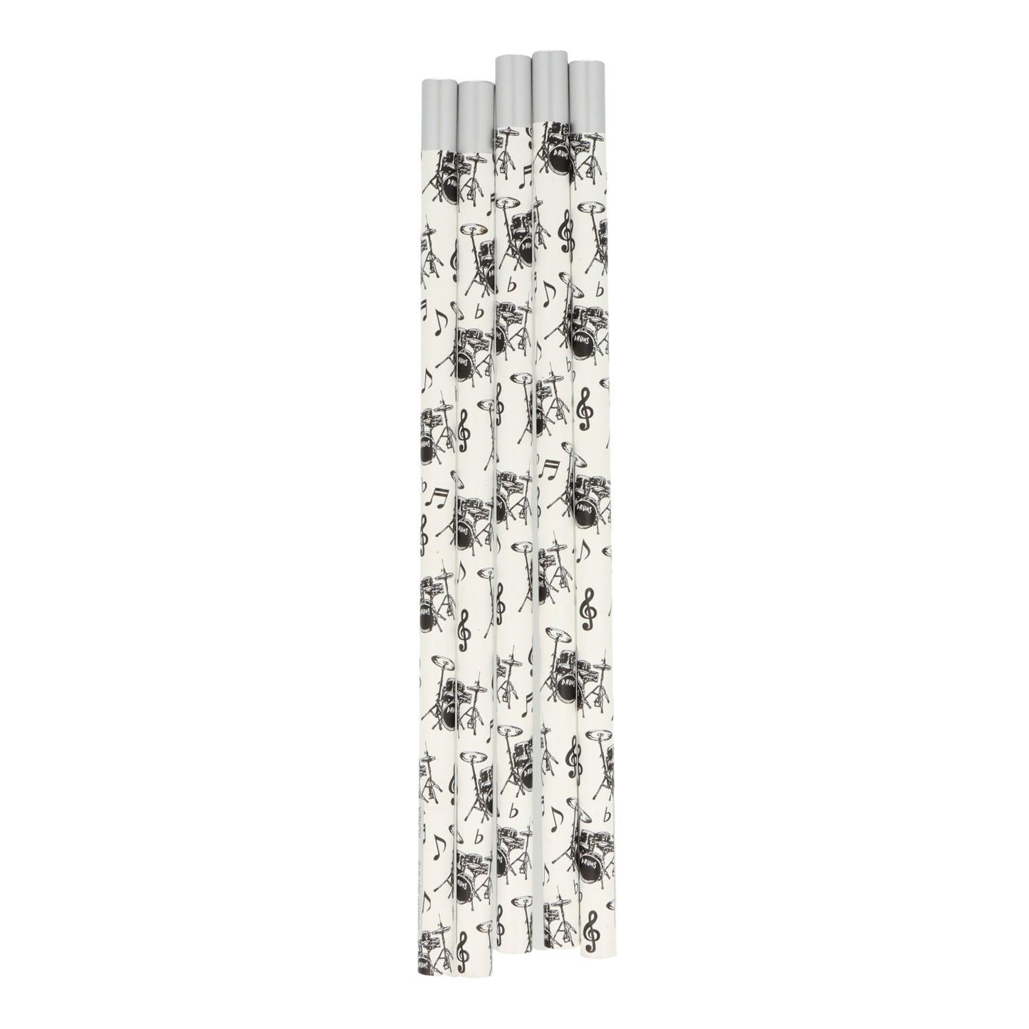 Pencils in white with musical motifs and magnetic head