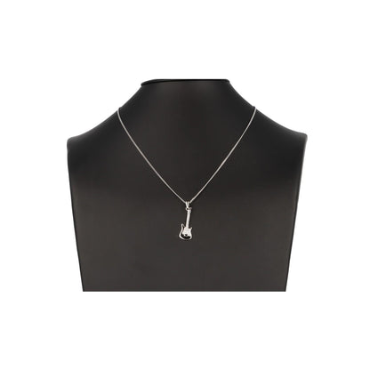 925 Sterling Silver Electric Guitar Pendant with Chain in Gift Box