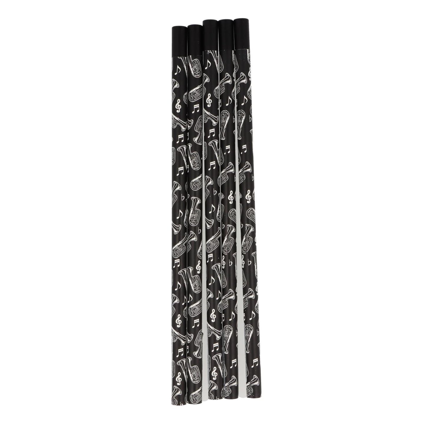 Pencils in black with musical motifs and magnetic head