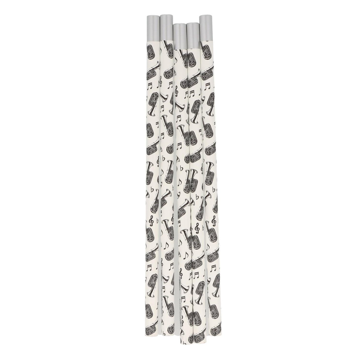 Pencils in white with musical motifs and magnetic head