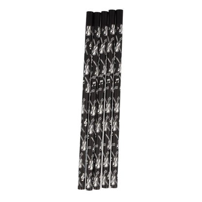 Pencils in black with musical motifs and magnetic head