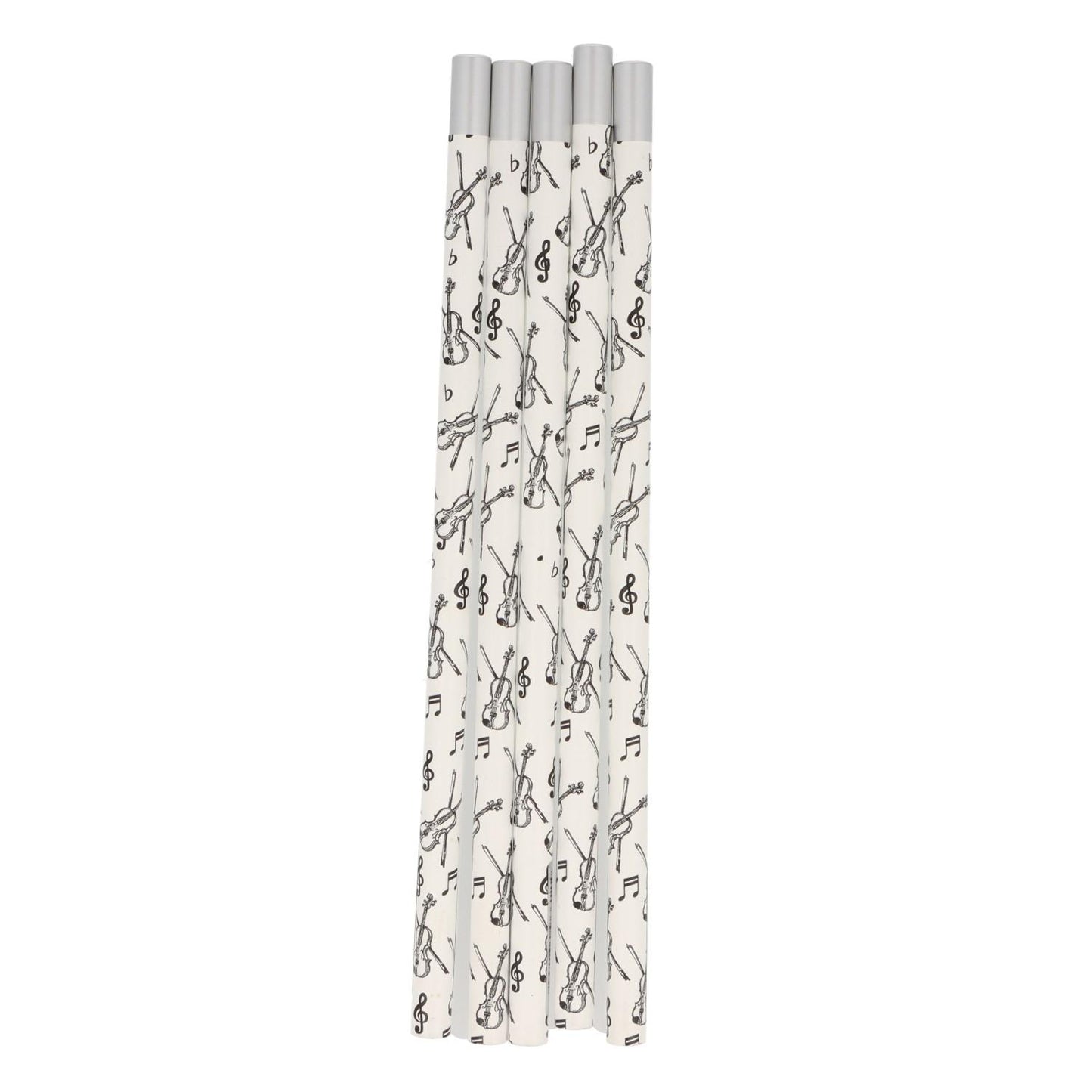 Pencils in white with musical motifs and magnetic head