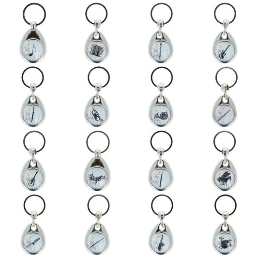 Keyring with musical motifs (double-sided), metal case