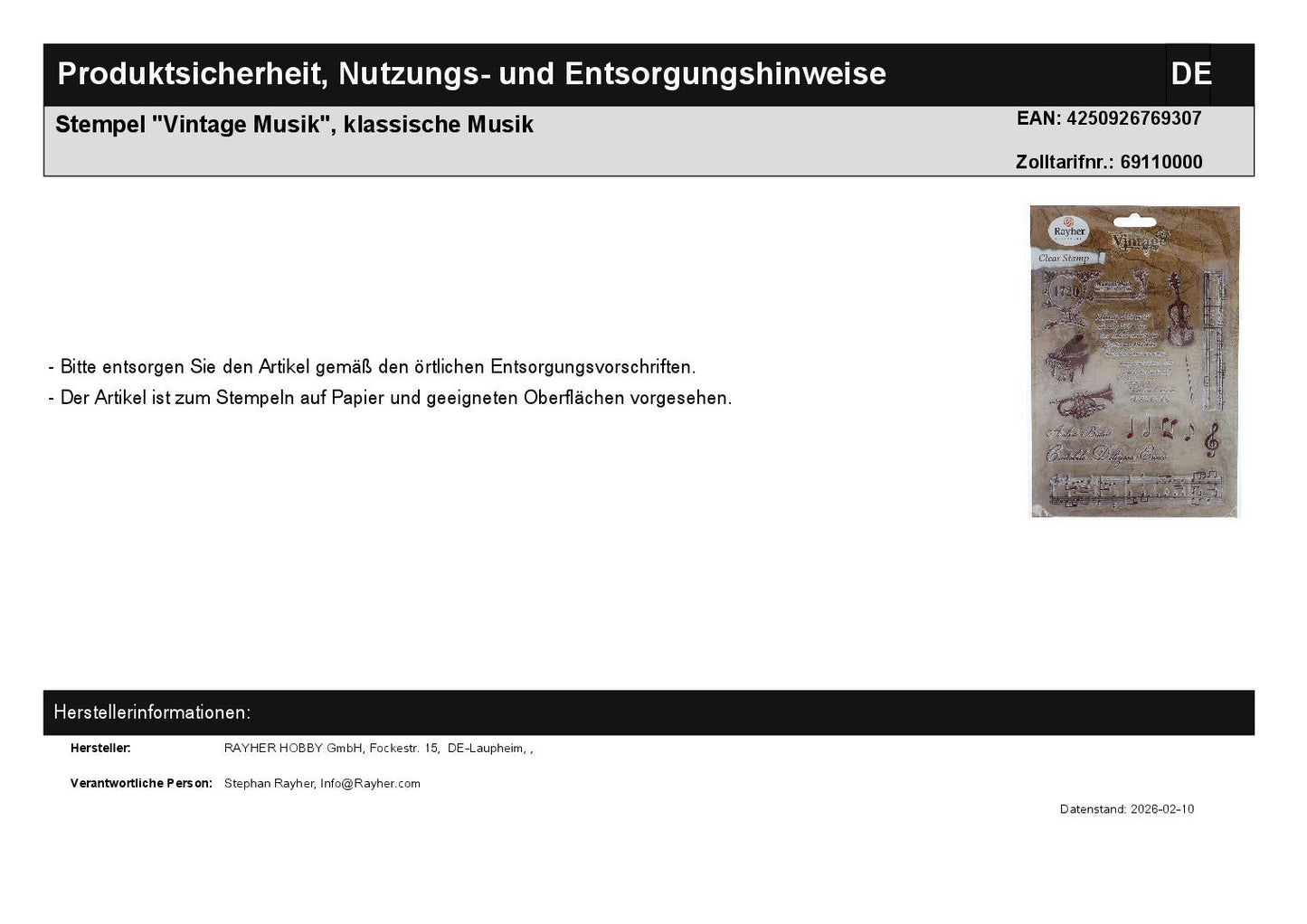 Stempel "Vintage Musik", klassische Musik