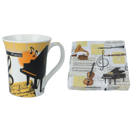 Becher Piano und Servietten "Musica classica"