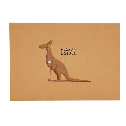 Postkarte Musik an. Welt aus. (Känguru)