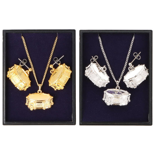 Snaredrum Ohrhänger und Anhänger mit Kette in Displaybox, versilbert oder vergoldet