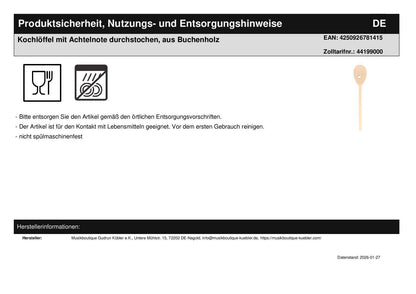 Geschenkset mit 2 Kochlöffeln, 250 g Notennudeln, 250 ml Pastasauce Basilikum, Servietten