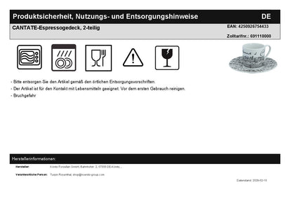 CANTATE-Espressogedeck, 2-teilig