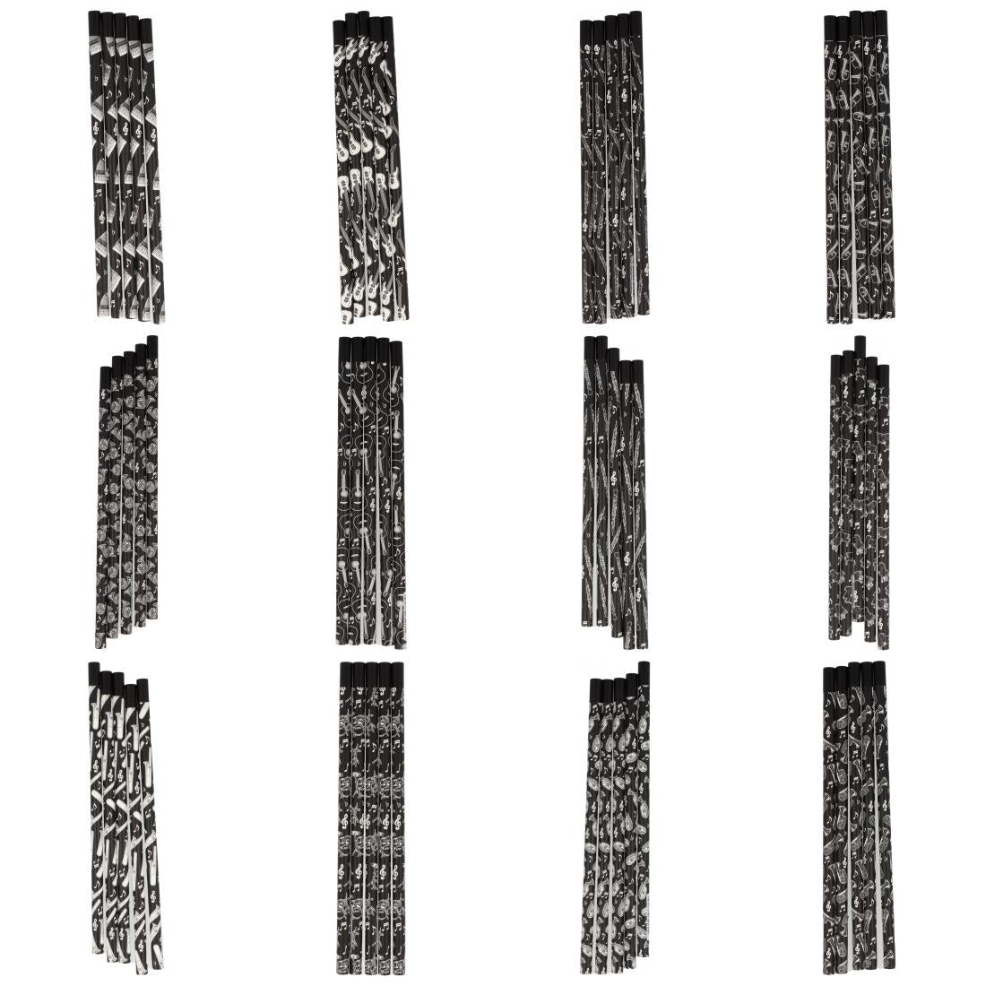 Bleistifte in schwarz mit musikalischen Motiven und magnetischem Kopf