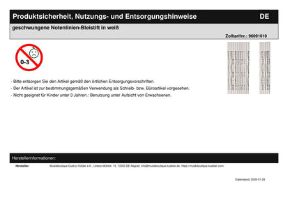 curved staff pencil in white