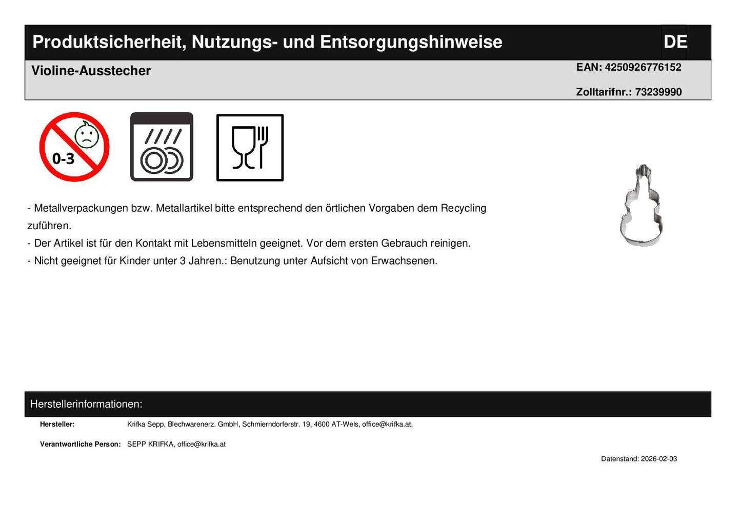 violin cookie cutter